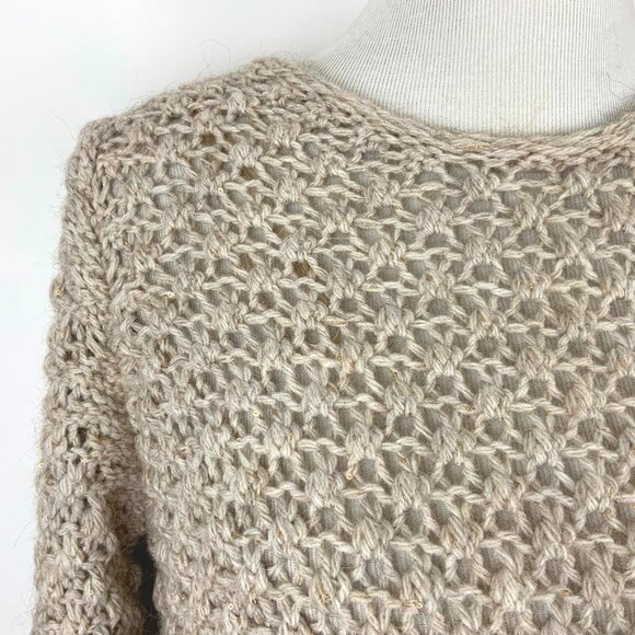 Anthropologie Elsamanda Open Knit Begie Sweater Italy Sz M - Picture 15 of 16
